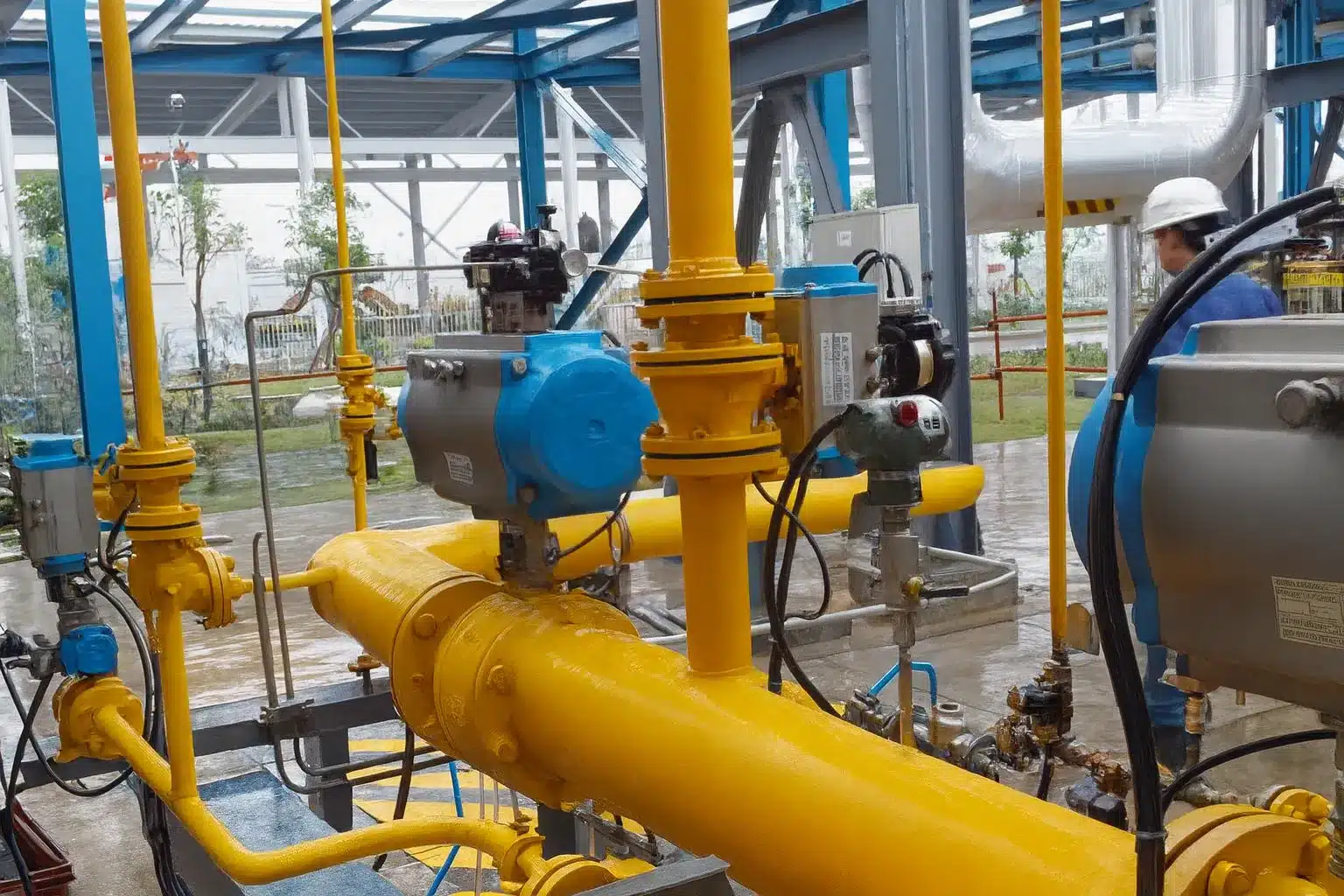 vân hành van bướm khí nén KST